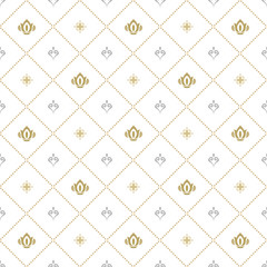 Seamless vector silver and golden ornament. Modern geometric pattern