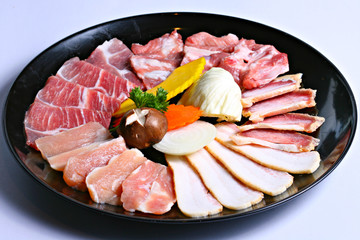 A set of meat isolated on a white background 