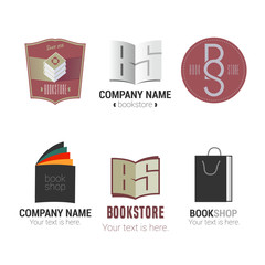 Set of bookstore or library vector logos