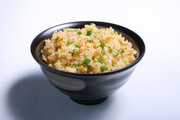 Garlic fried with rice japan food isolated on white background