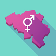 Long shadow map of Belgium with a bigender symbol