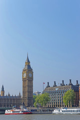 Fototapeta na wymiar Big Ben of Westminster Palace near River Thames in London