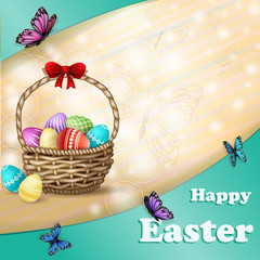 Easter background with Easter eggs and butterfly