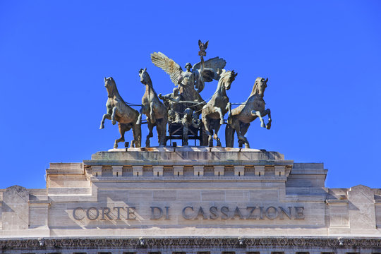 Detail of Supreme Court of Cassation in Rome in Italy