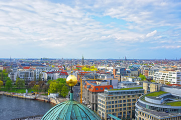 Obraz premium Panoramic view from Dome of Berlin Cathedral to Spree river