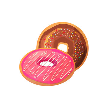 Doughnuts on a white background. Vector illustration of baking. Isolated vector illustration on white background