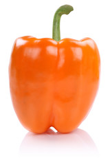 Paprika orange Gemüse seitlich Freisteller freigestellt isolier