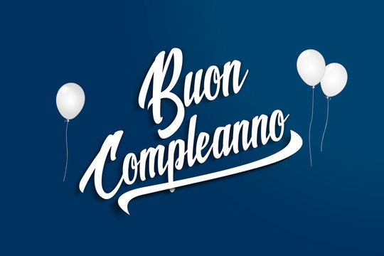 Buon Compleanno - Happy Birthday in Italian - Balloons - Anniversary Greeting Postcard - Illustration