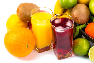 Assortment of exotic fruits isolated on white