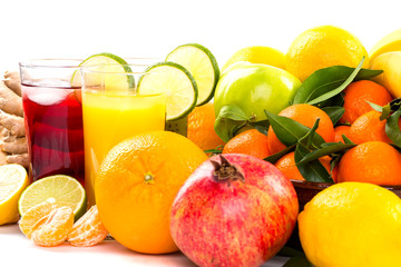 Assortment of exotic fruits isolated on white