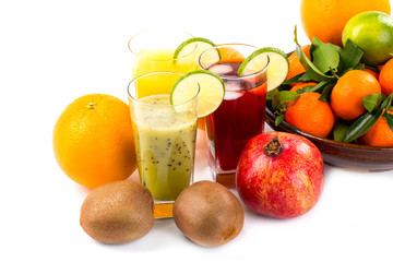 Assortment of exotic fruits isolated on white