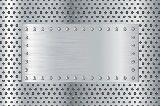 Metal plate on steel background