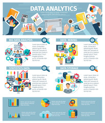 Data Analytics Infographic Elements Flat Poster 