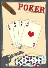 old grunge poker texas poster cards ,chips and colt
