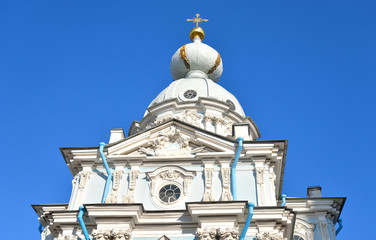 Fototapeta na wymiar Dome of the church in the Smolny Monastery.