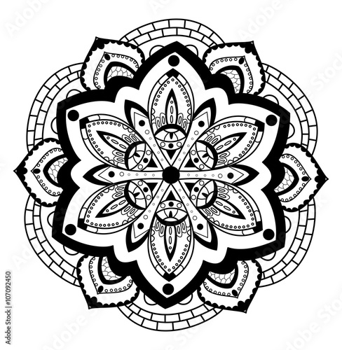 Black And White Mandala Vector For Coloring Mandala In