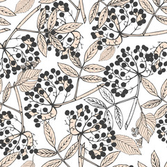 Creeper berries seamless pattern