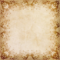 Old paper with floral frame
