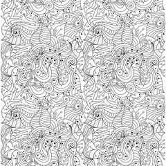 Seamless vector abstract hand-drawn floral texture