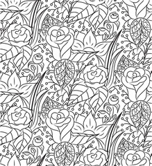 Seamless vector abstract hand-drawn floral texture