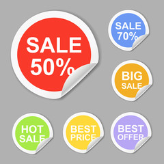 Paper sale stickers collection. Best offer  colorful label