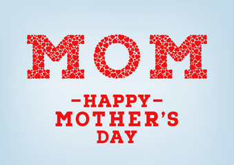 Happy Mother's day inscription on blurred soft background. Celebration greeting card design template.