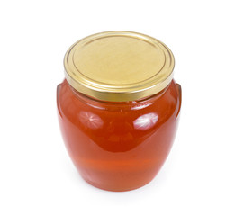 Jar with honey Isolated on White Background.