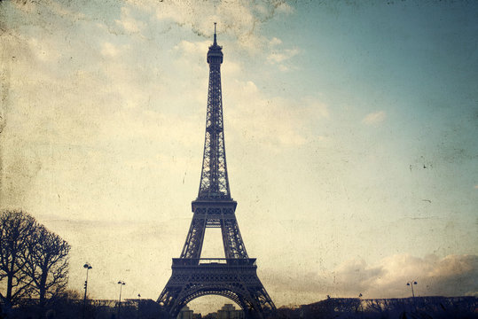 Vintage photo of the Eiffel Tower