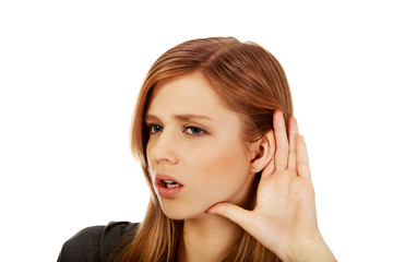 Teenage woman overhears the conversation