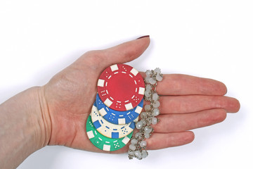 Gambling chips hand