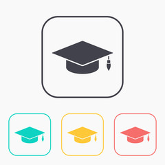 academic hat vector color icon set