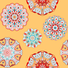 Oriental seamless pattern with circle ornaments