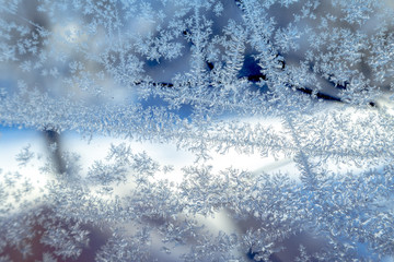 Closeup view of Frost on Winter Window