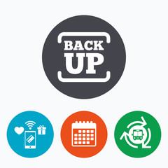 Backup date sign icon. Storage symbol.