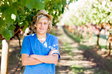 Boy in vineyard