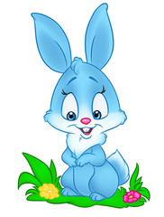 Blue Bunny cute  isolated image animal character