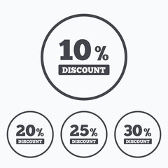 Sale discount icons. Special offer price signs.