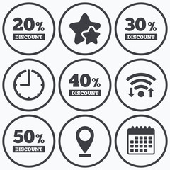 Sale discount icons. Special offer price signs.