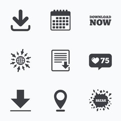 Download now signs. Upload file document icon.