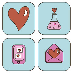 Valentine's day cute vector icons set