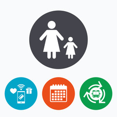 One-parent family with one child sign icon.