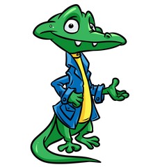 Business crocodile cartoon illustration isolated image animal character 