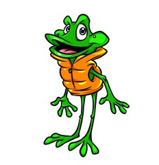 Frog vest beach lifeguard cartoon illustration isolated image animal character 