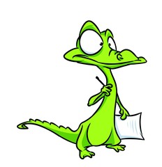 Business crocodile cartoon illustration isolated image animal character 