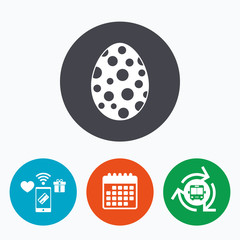 Easter egg sign icon. Easter tradition symbol.