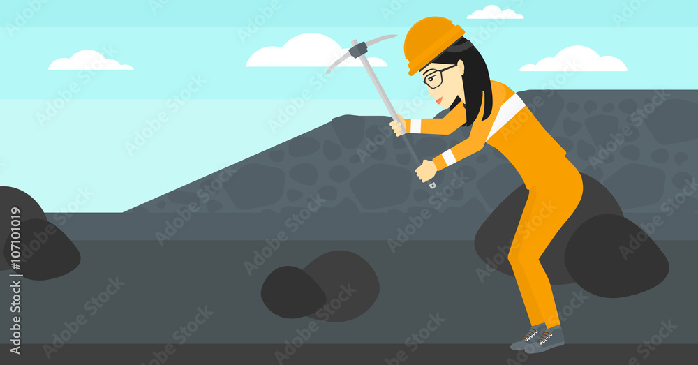Poster miner working with pick.