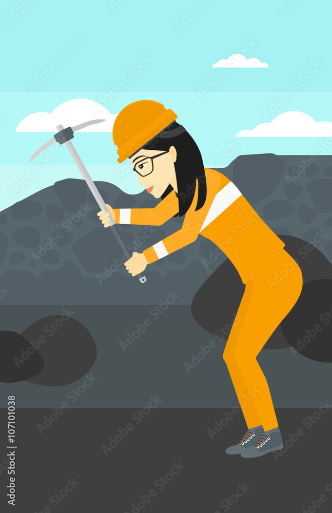 Poster miner working with pick.