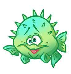 Fish hedgehog cartoon illustration isolated image animal character 