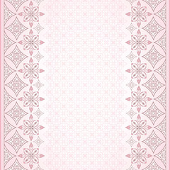 Filigree seamless pink border on light pink.