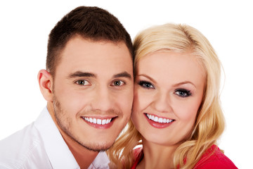 Closeup portrait of  beautiful young couple